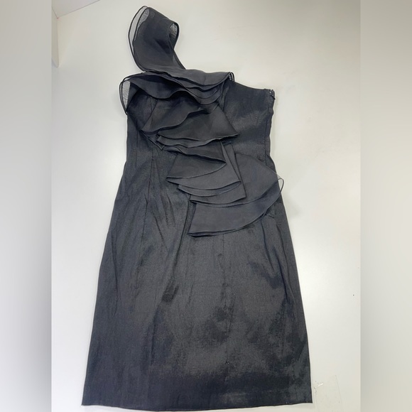 Max and Cleo Black Ruffle Cocktail Dress Size 6 - Picture 7 of 14